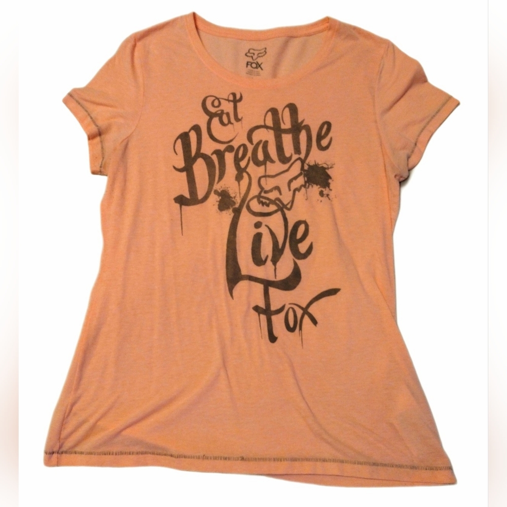 FOX EAT BREATHE LIVE FOX SHORT SLEEVE SHIRT WOMEN'S SIZE L